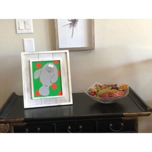 Children's Manatee Painting, Sea Nursery Art, 13 x 15 Framed painting